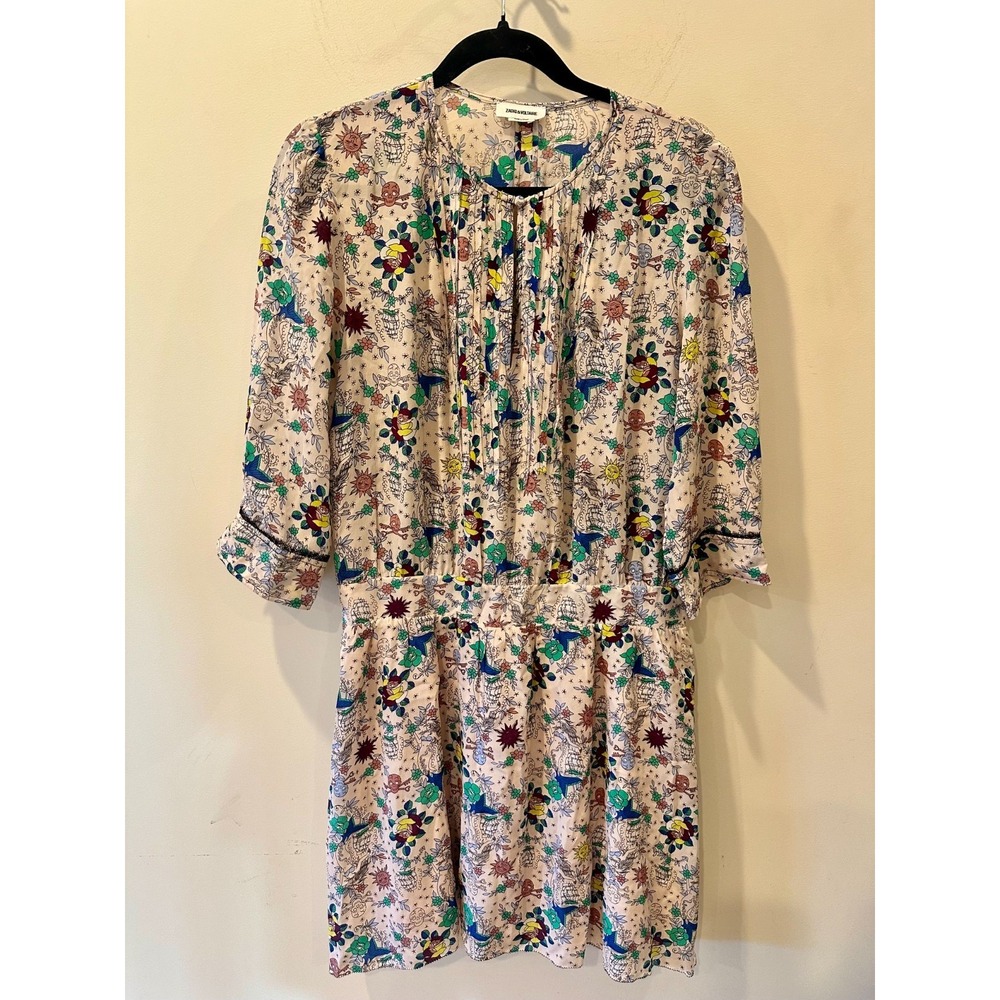 Zadig & Voltaire Remus Tattoo Dress 100% Silk Size L